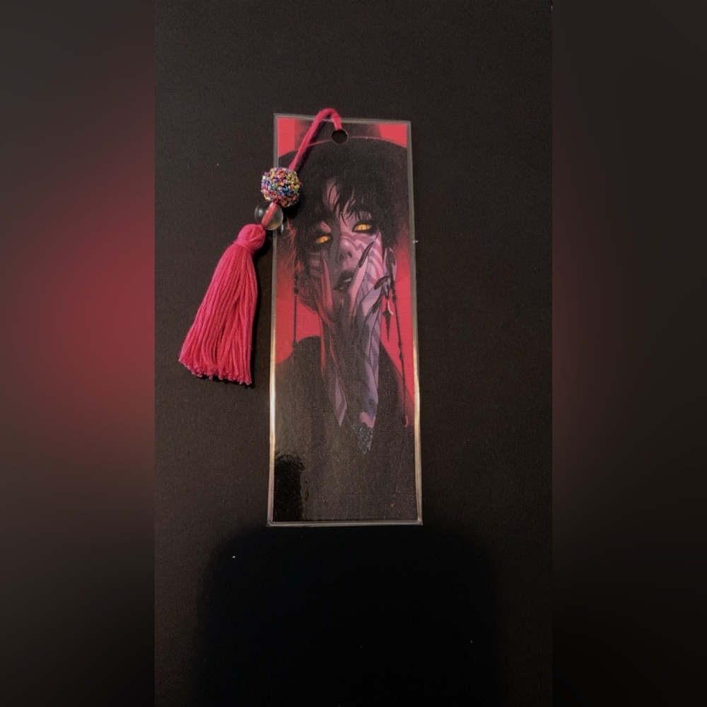 Artistic Bookmark with Pink Tassel